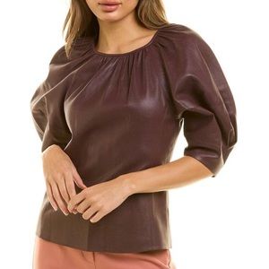 Rebecca Taylor 3/4 Sleeve vegan leather top